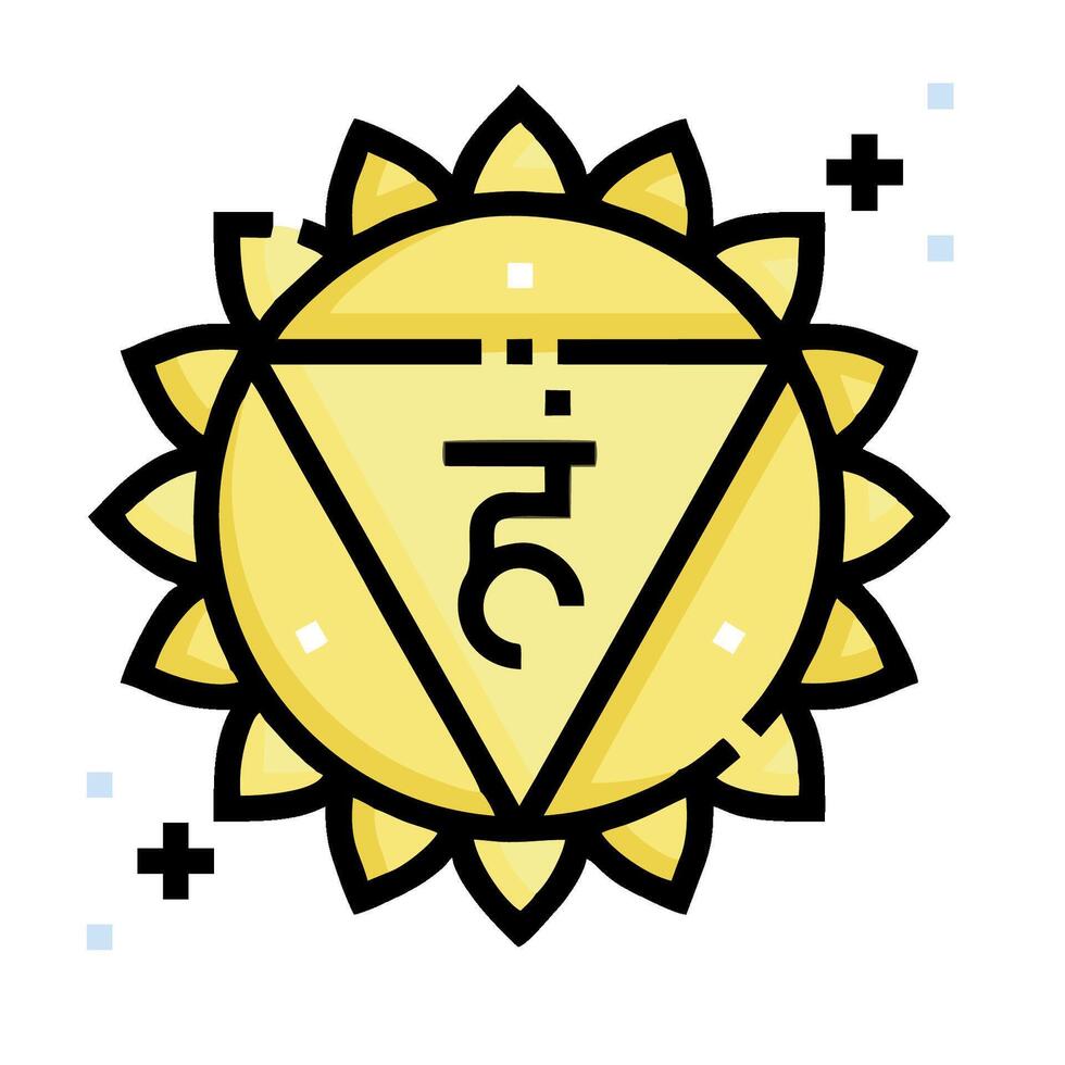 The sun symbol with the symbol of the chakra vector