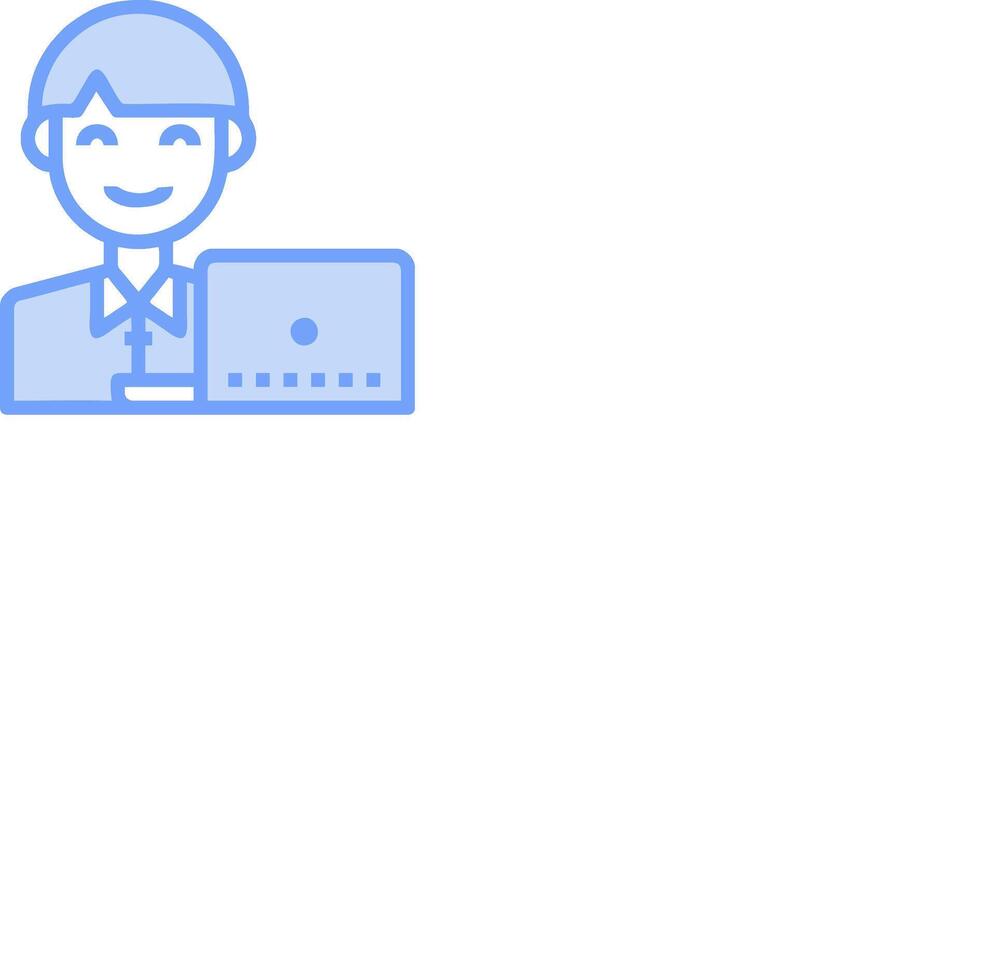 A man with a laptop and a blue outline vector