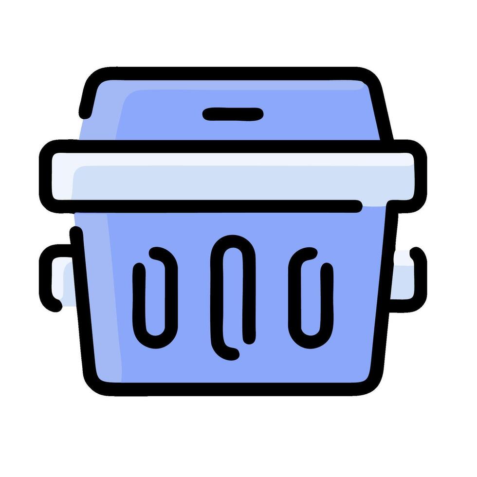 A blue trash can icon on a white background vector