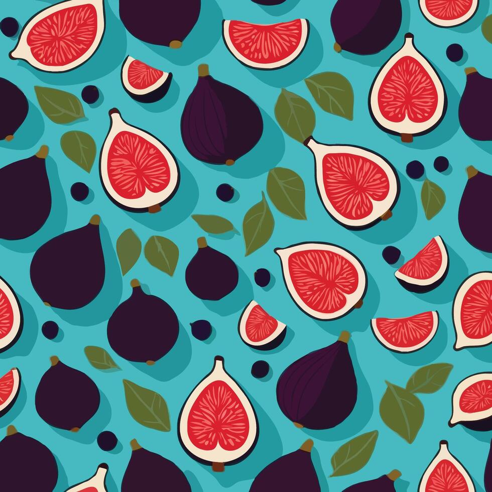 figs and leaves pattern vector