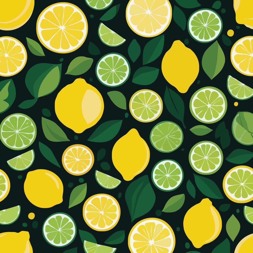 lemon and lime pattern illustration vector