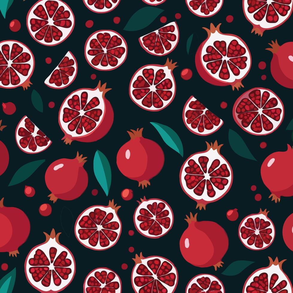 Pattern with pomegranate fruit vector