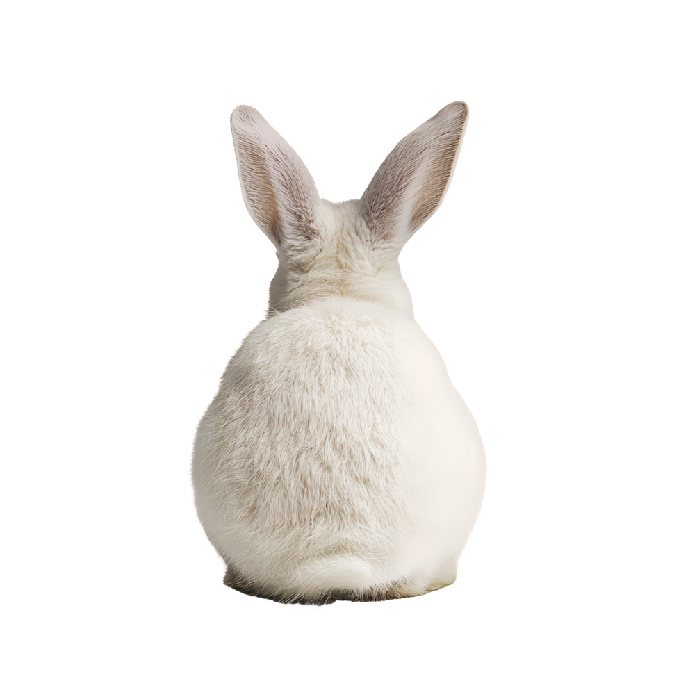 Cute Little White Rabbit from Back View Isolated on Transparent Background png