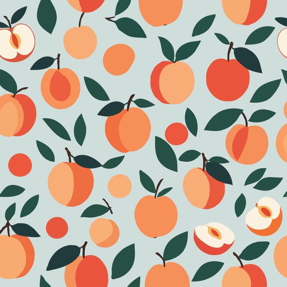 Pattern of oranges and leaves vector