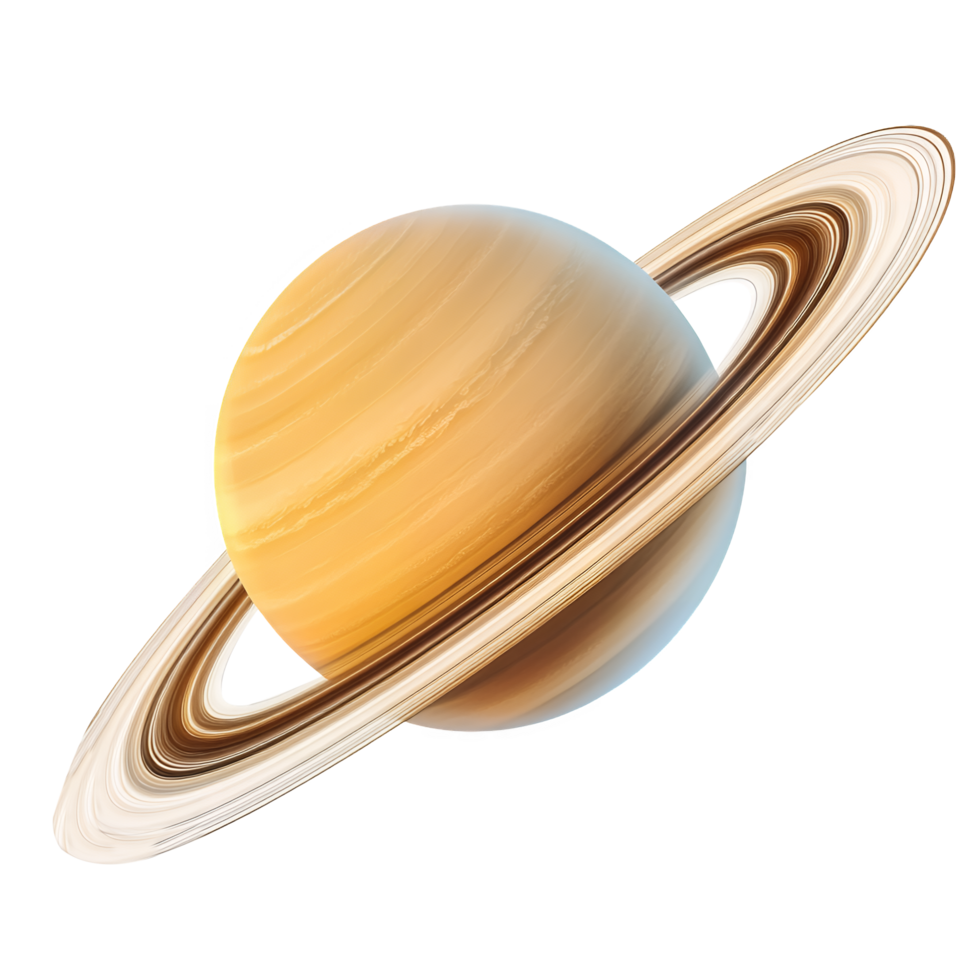Majestic Planet Saturn with Rings Cutout on Transparent Background png