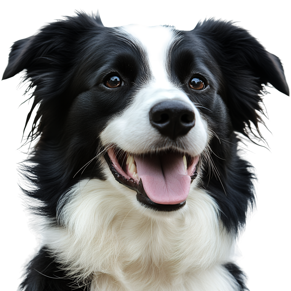Smiling Border Collie Dog Head Isolated on Transparent Background png