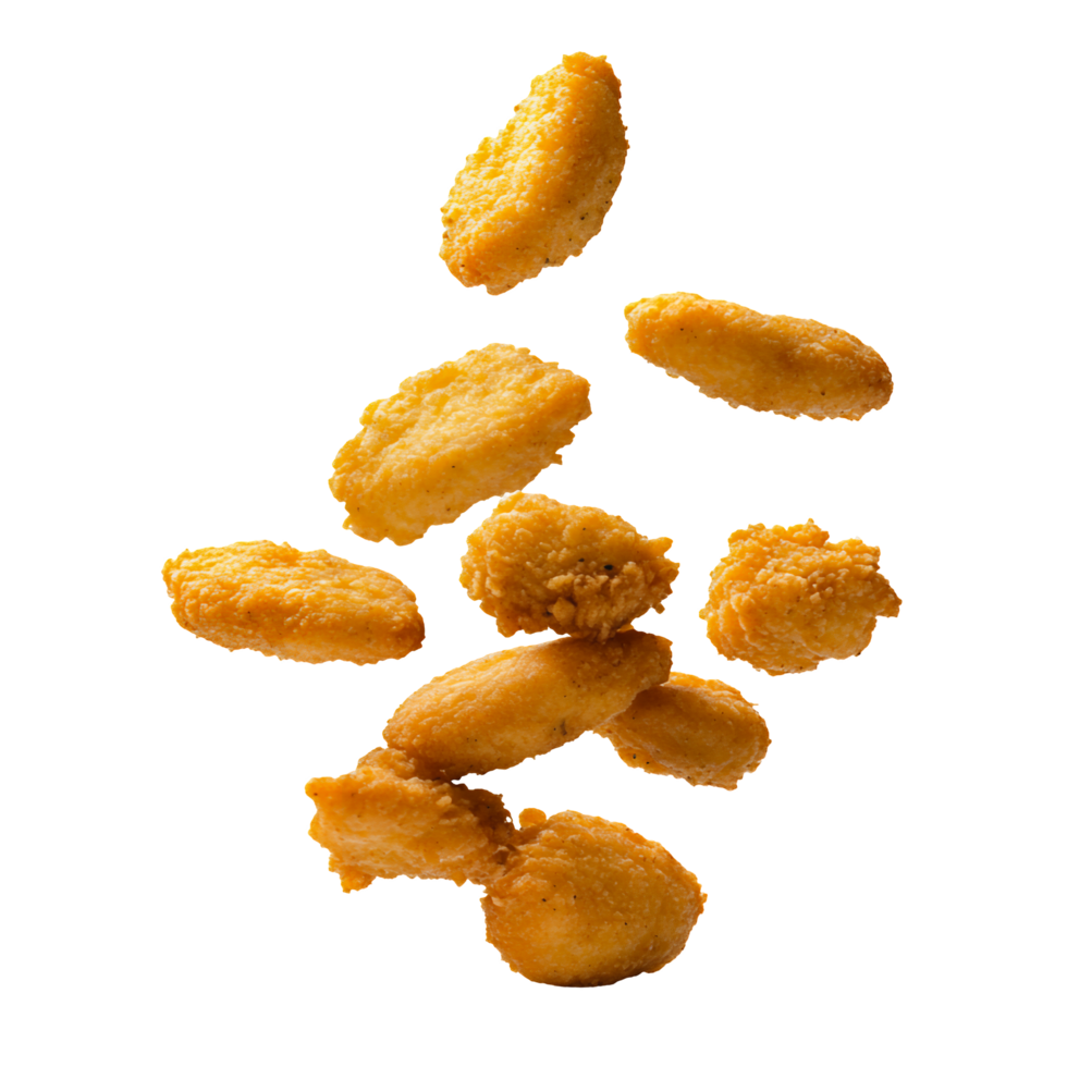 Pile of Chicken Nuggets Floating in Air Isolated on Transparent Background png