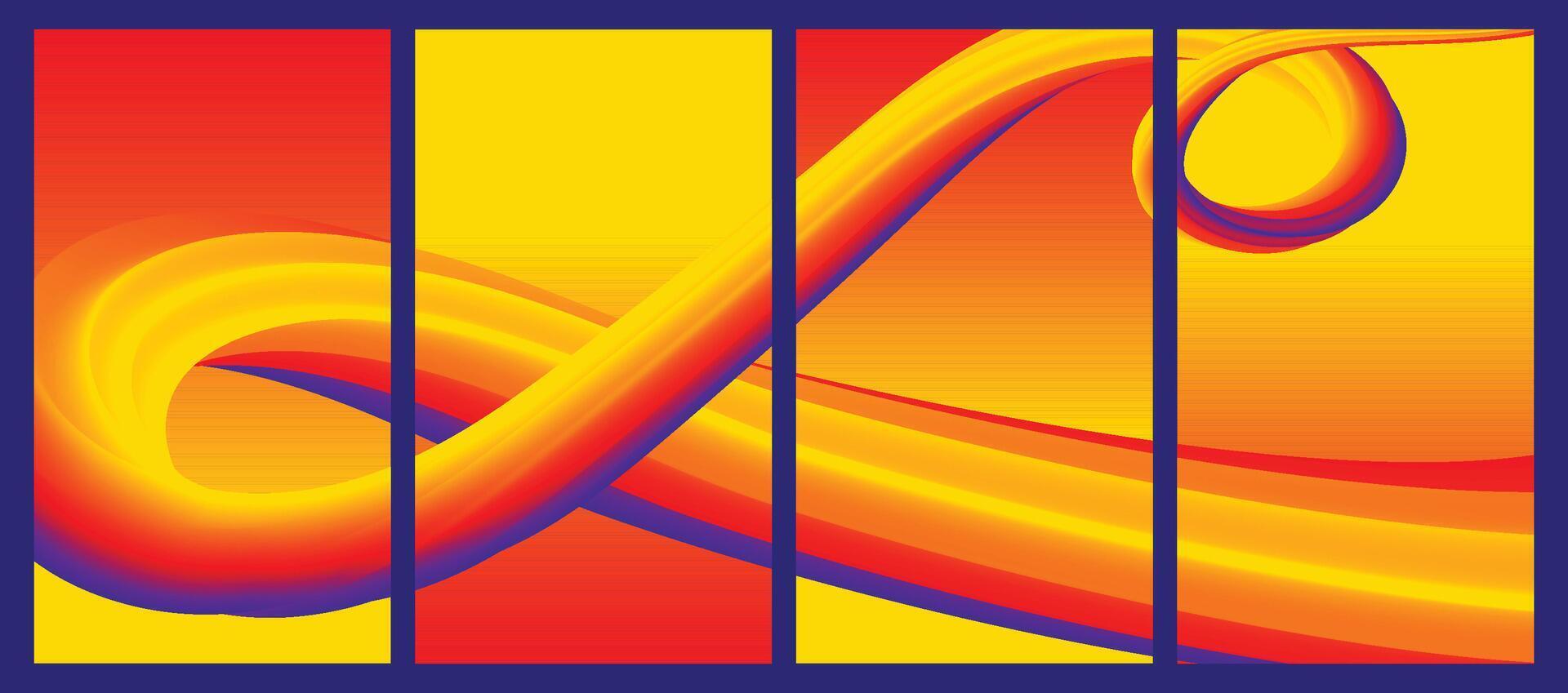 A vibrant 3D fluidity app background in purple, yellow, and orange features smooth, flowing shapes that create an energetic and engaging visual experience. vector