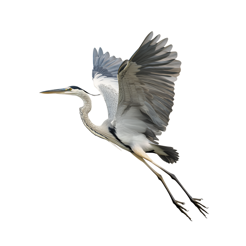 Flying Heron Bird Cutout Isolated on Transparent Background png