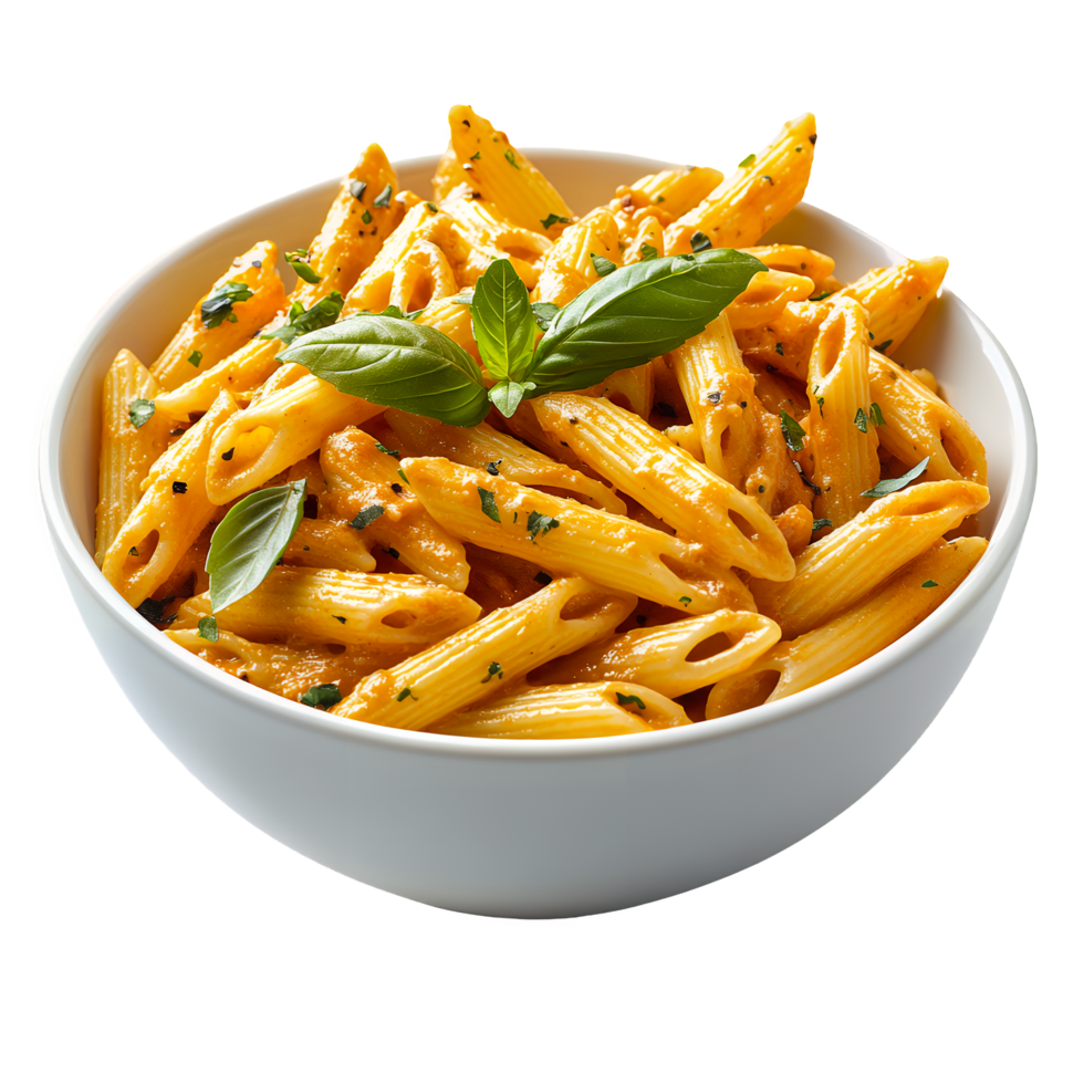 Penne Pasta in Red Tomato Sauce Isolated on Transparent Background png