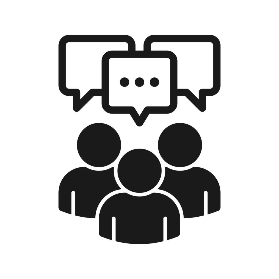 A group of people with speech bubbles above them vector