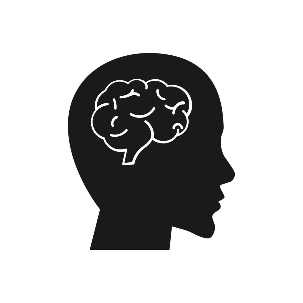 Human head with brain symbol icon vector