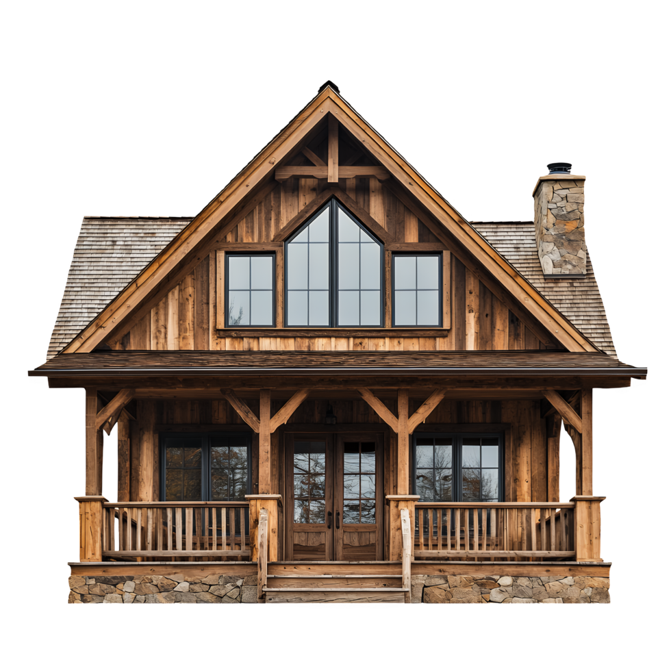 Wooden House with Porch Isolated on Transparent Background png