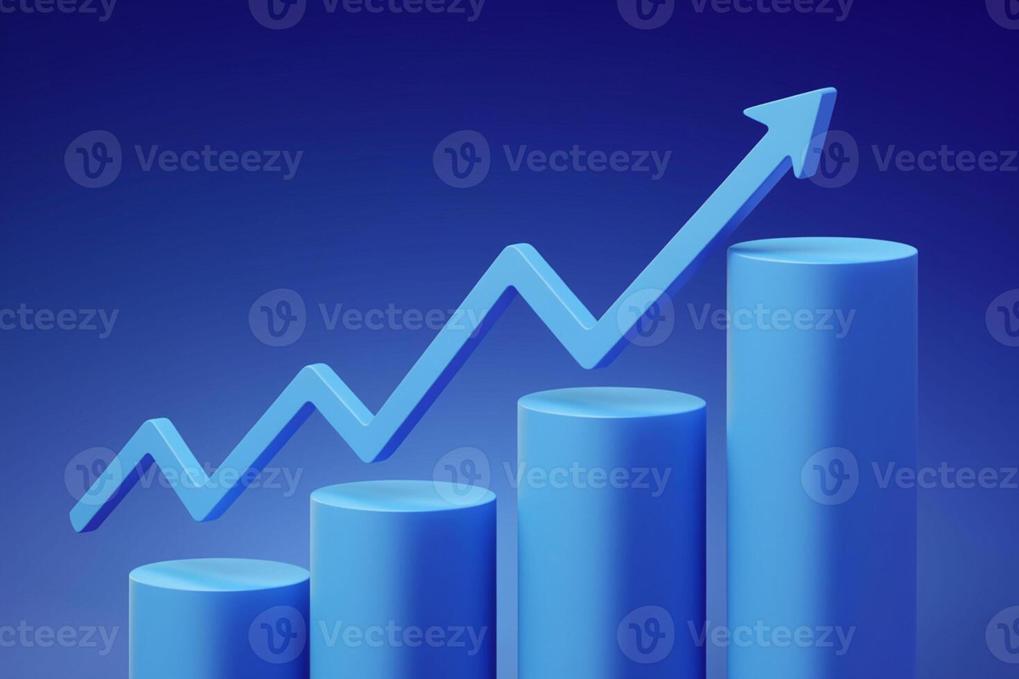Blue zigzag line chart rises, dips, and climbs, signaling growth photo