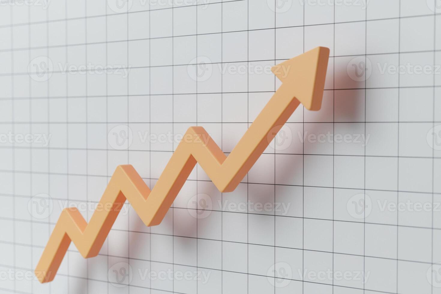 Orange arrow on a white grid rises, showing growth photo