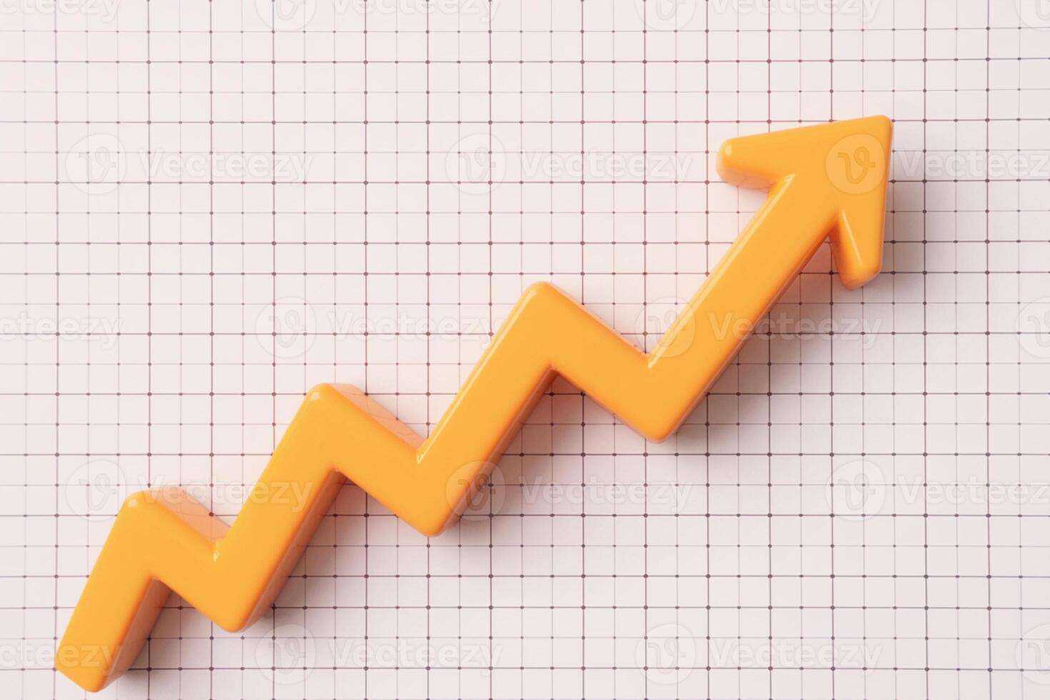 Orange line chart shows upward trend on a white grid photo