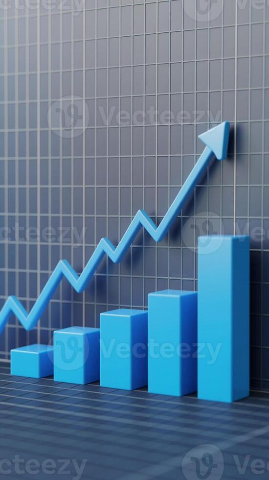 Blue zigzag line rises on grid, indicating growth over time Vertical Mobile Wallpaper photo