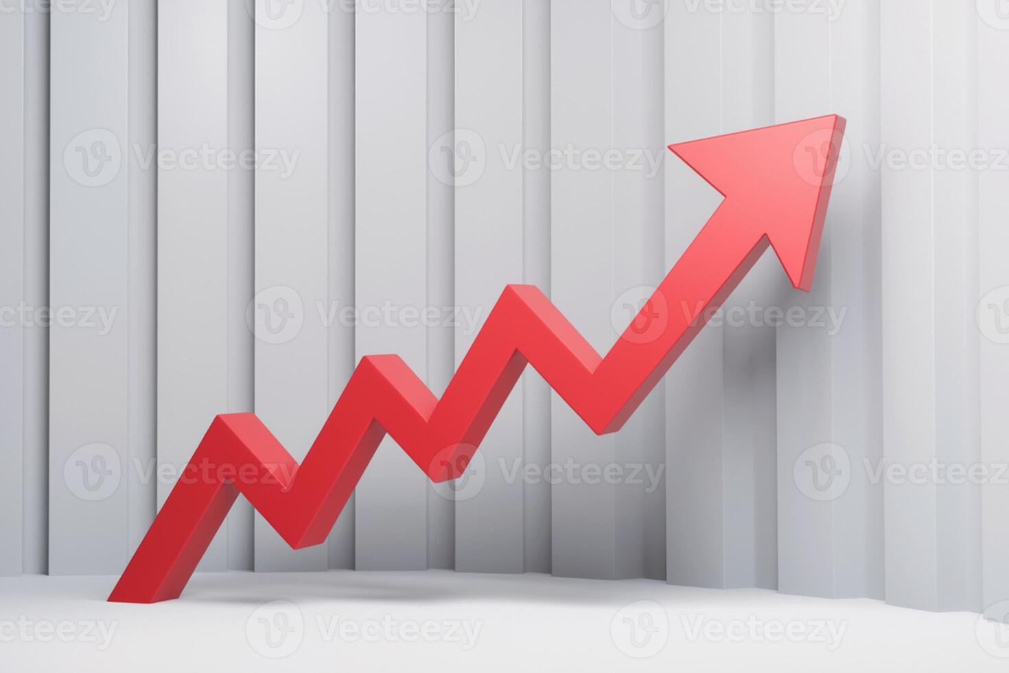 Red arrow on white background, zigzag pattern shows fluctuating trend photo