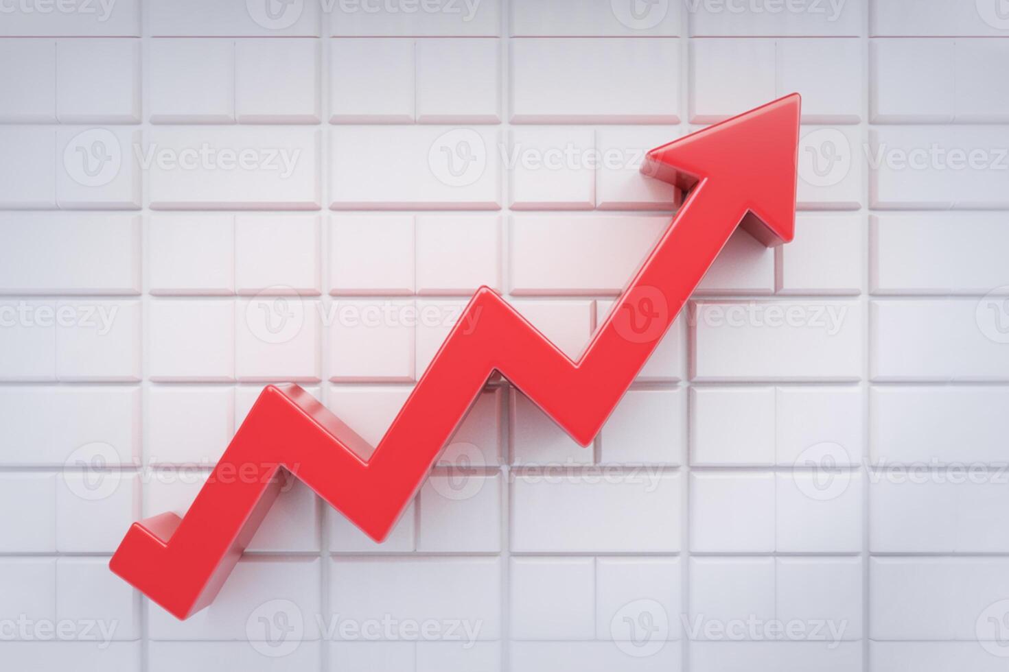 Red zigzag line rises on grid, indicating upward trend photo