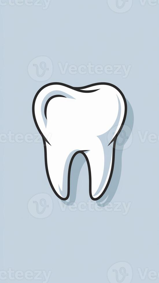 Prominent tooth displayed against light blue background, showing triangular shape Vertical Mobile Wallpaper photo