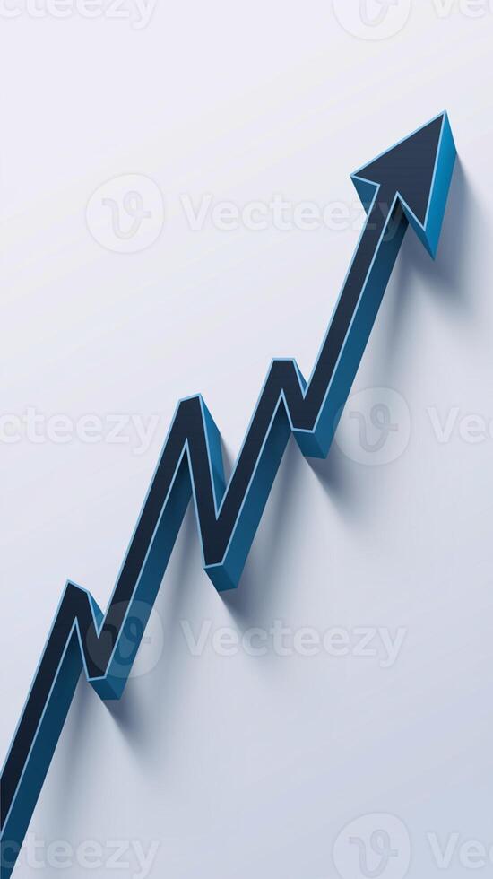 3D blue chart with a rising line shows changes over time Vertical Mobile Wallpaper photo