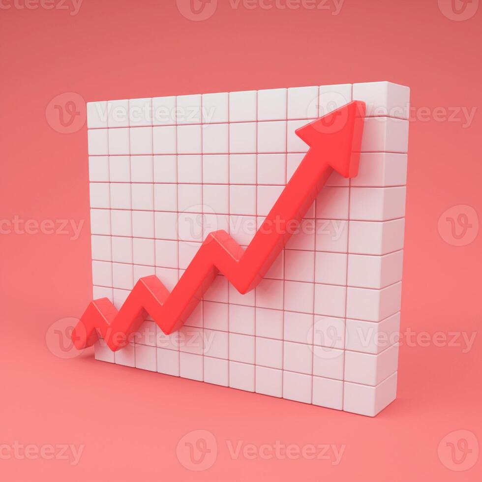 Red zigzag line rises on grid, indicating upward trend For Social Media Post Size photo