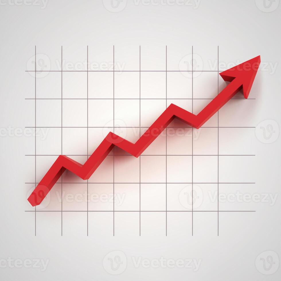 Red zigzag line on clean white grid shows data growth For Social Media Post Size photo