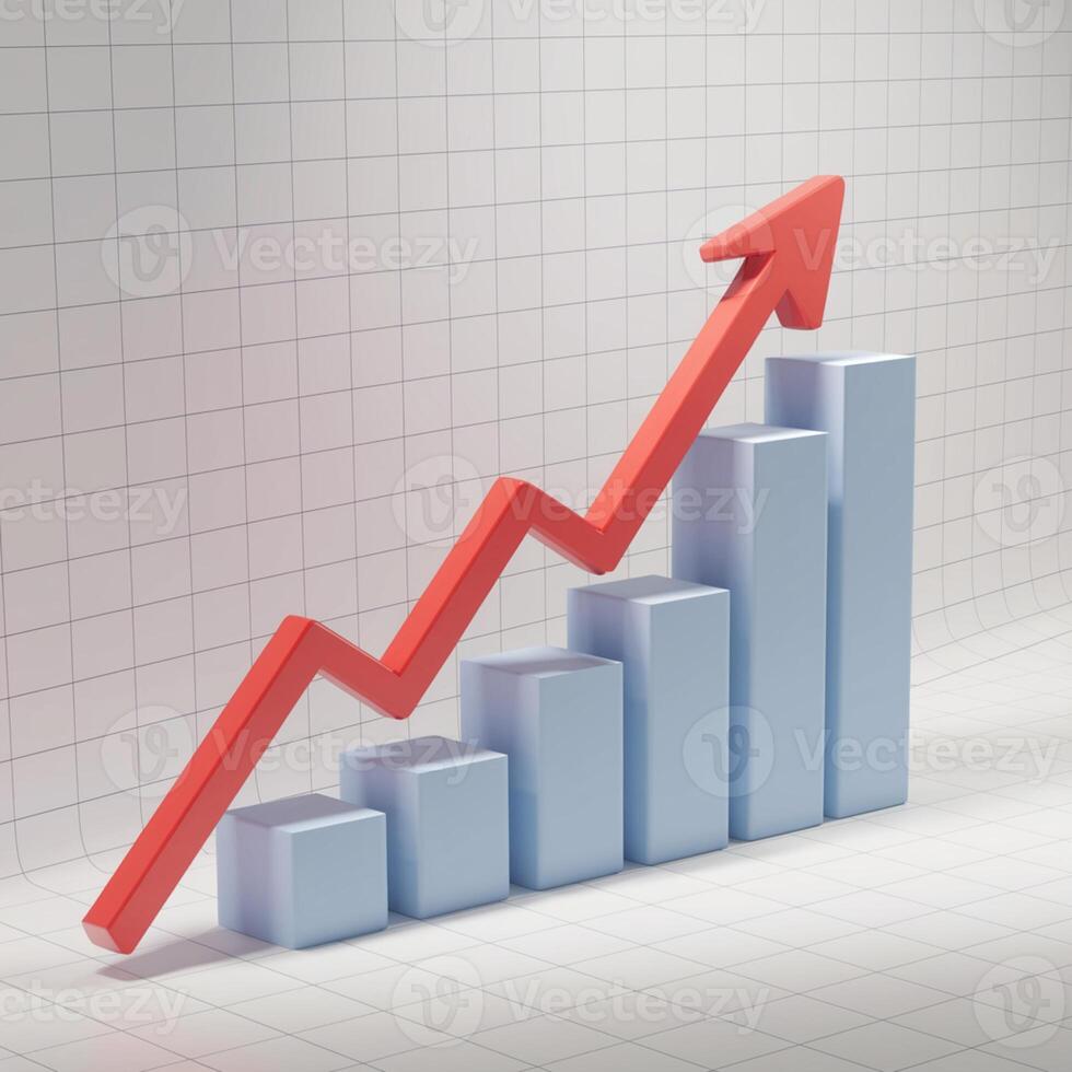 Red zigzag line rises on grid, indicating upward trend For Social Media Post Size photo