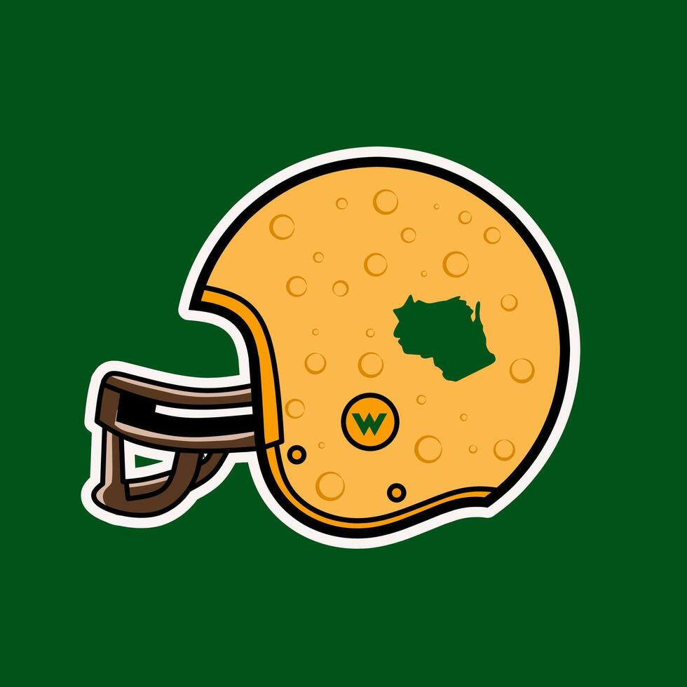 Cheese Helmet with State Outline Sports Sticker vector