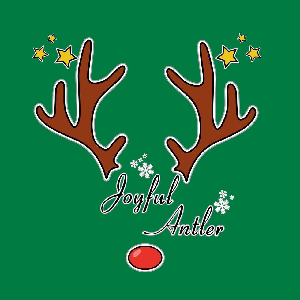 Joyful Antler Reindeer Sticker Design vector