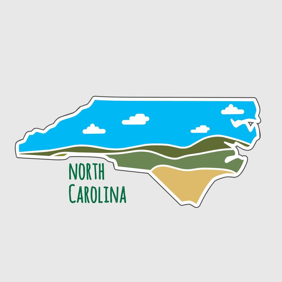 North Carolina State Landscape - Minimalist Mountain and Grass Field Art Design vector