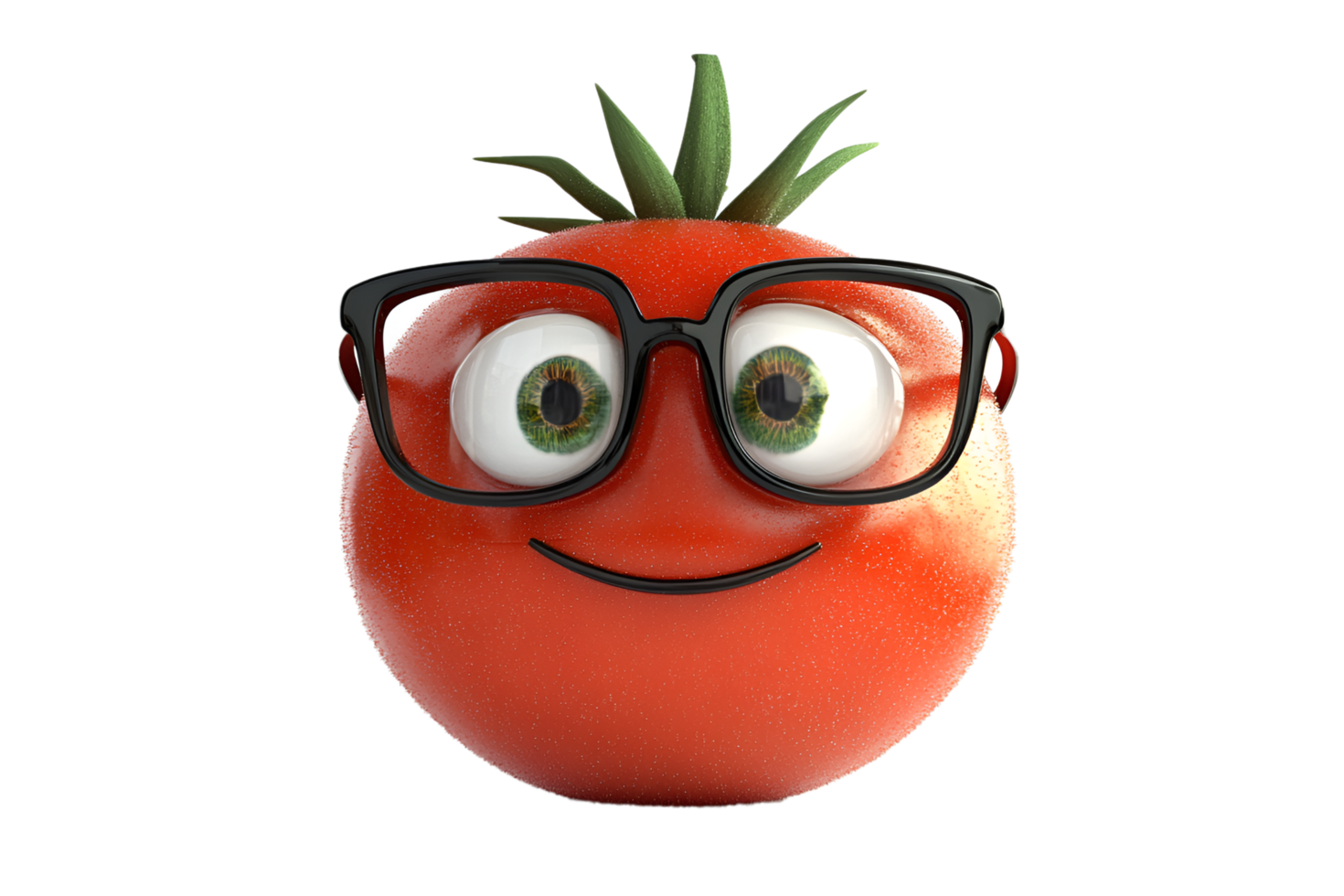 3D Cartoon smiling red tomato isolated on transparent background png