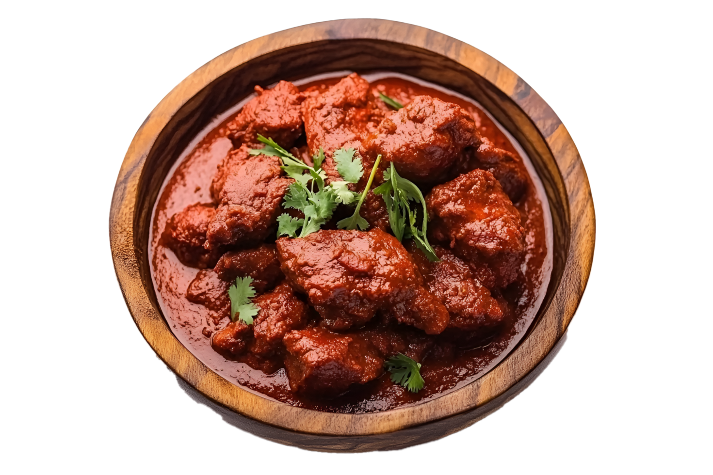 A Indian Cuisine Rogan Josh Isolated on transparent background png