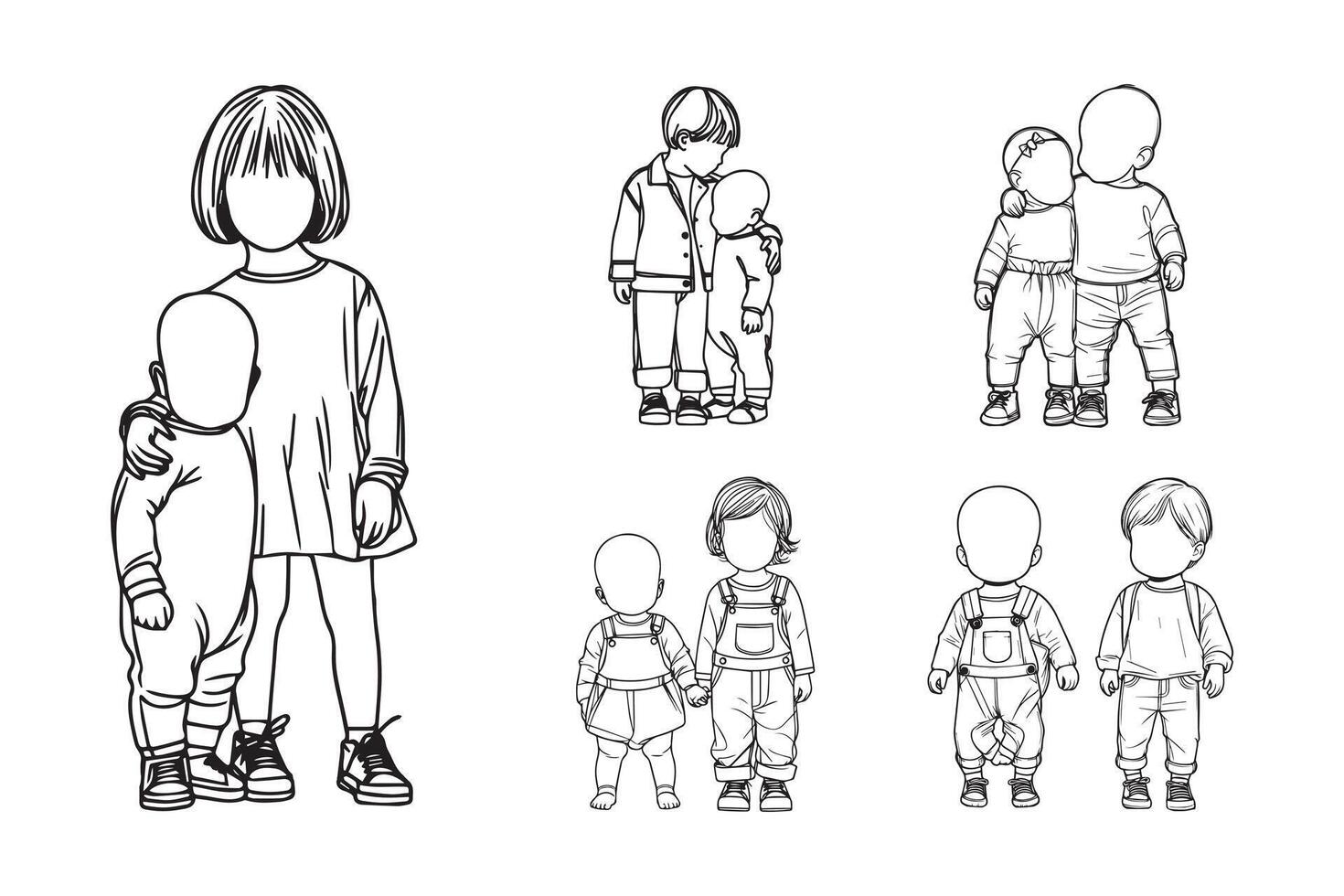 Artistic depiction of a sister with a bald-headed child vector