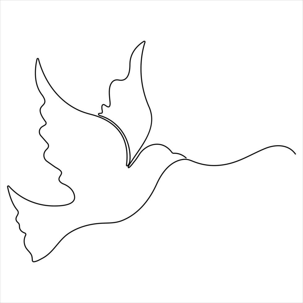 Single line continuous line drawing of bird minimalist bird pigeon outline design illustration vector