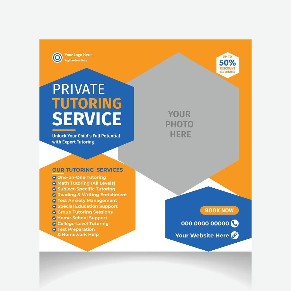 private tutoring social media post layout vector