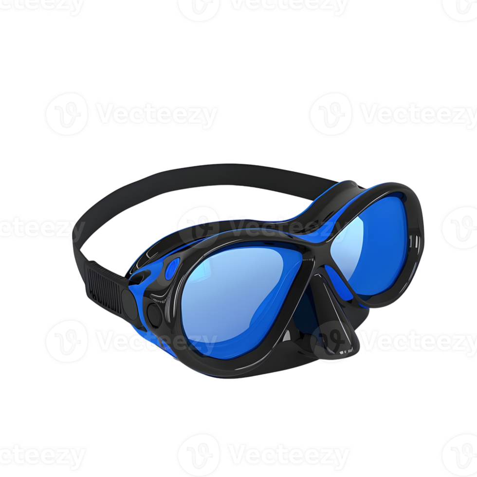 Blue Swimming Goggles with Dark Lenses Isolated on Transparent Background png