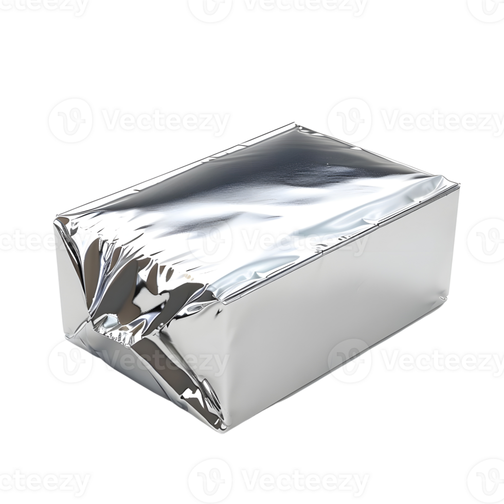 Silver Rectangular Foil Tray Isolated on Transparent Background png