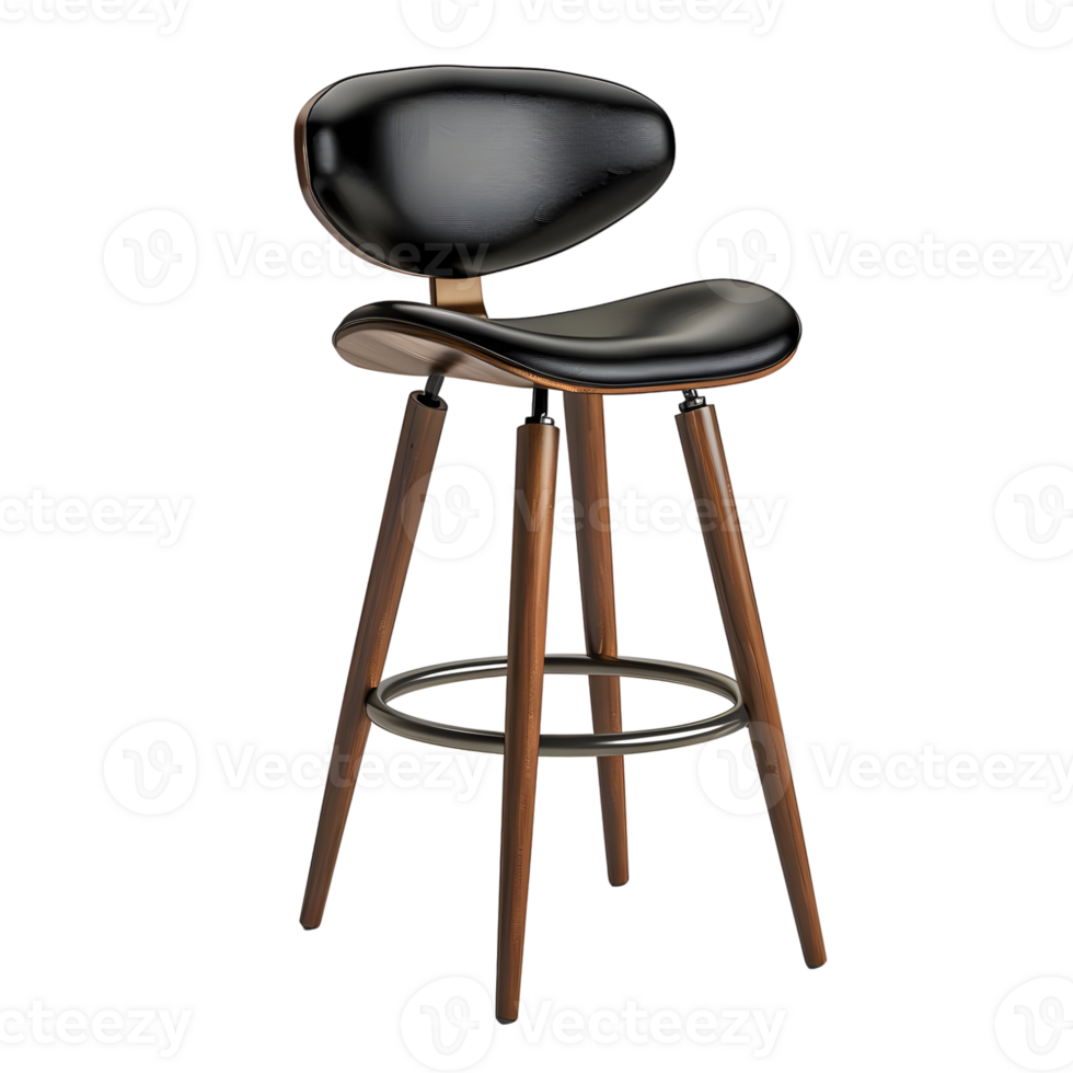 Modern Black Bar Stool Isolated on Transparent Background png