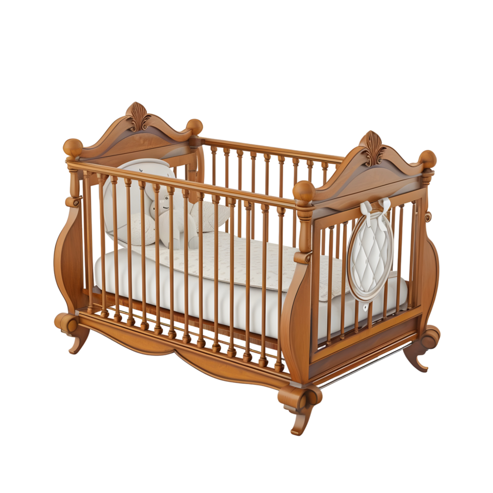 Wooden Baby Cradle isolated on transparent background png