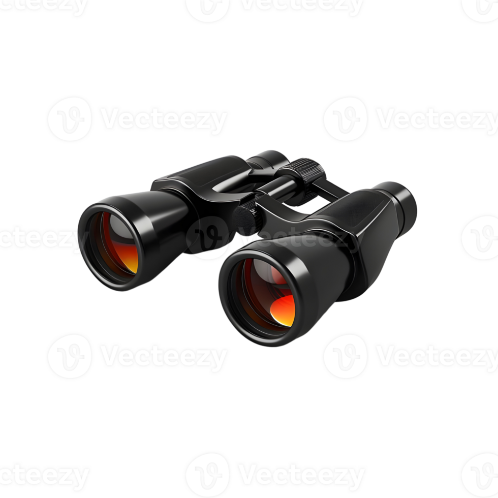 Black Binoculars with Red Lenses Isolated on Transparent Background png
