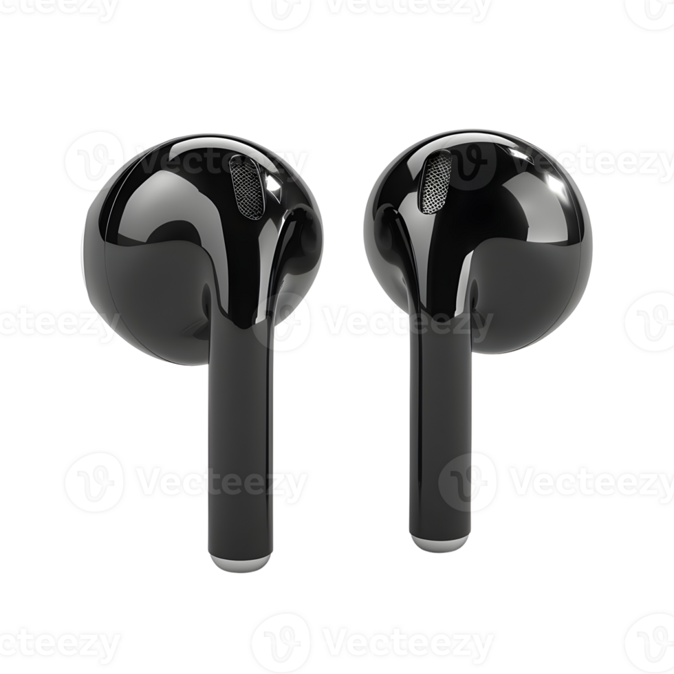 Black Wireless Earbuds Isolated on Transparent Background png