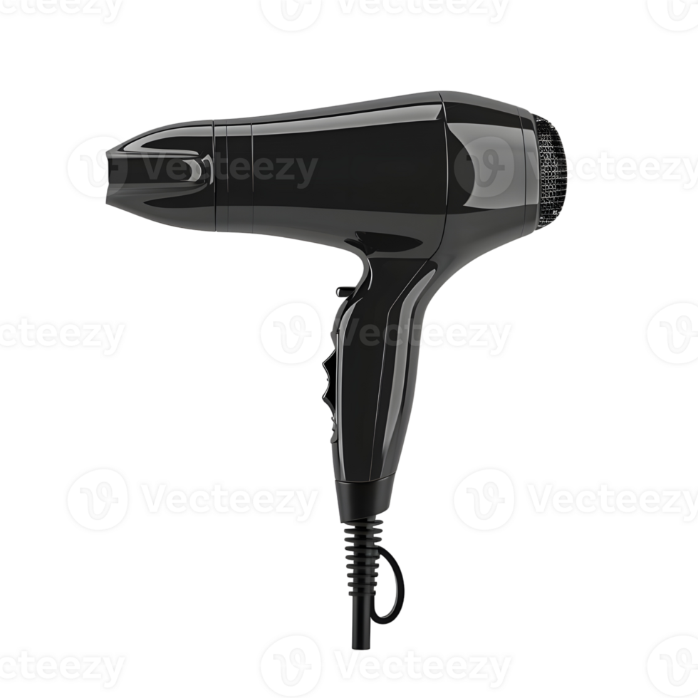 Black and Silver Hair Dryer Isolated on Transparent Background png
