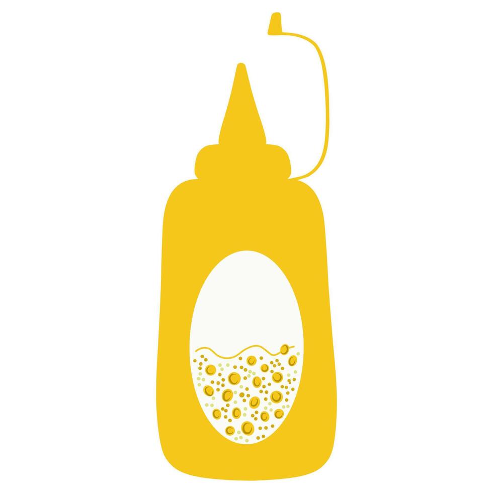 Yellow bottle of mustard sauce on white background vector