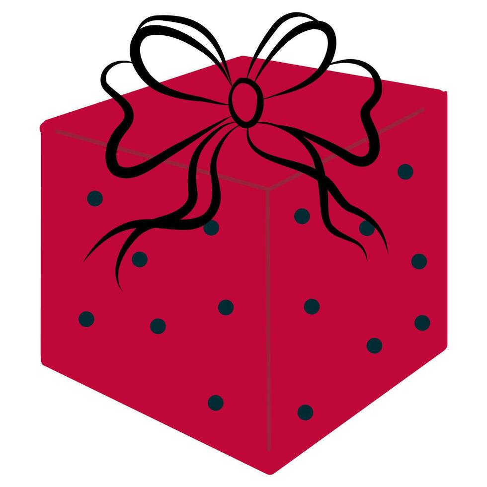 Colorful Gift Red Box with Ribbon and Dots vector