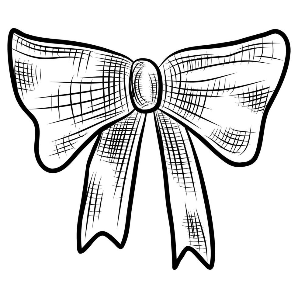 High detailed bow drawing, ink and pen style drawing of bow illustration on white background vector