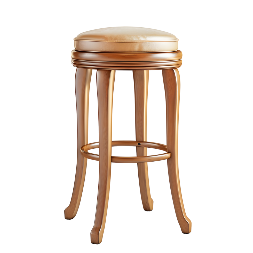 Wooden Bar Stool with Round Seat Isolated on Transparent Background png