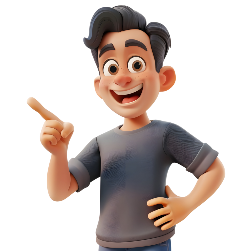 cartoon boy pointing Isolated on transparent background png