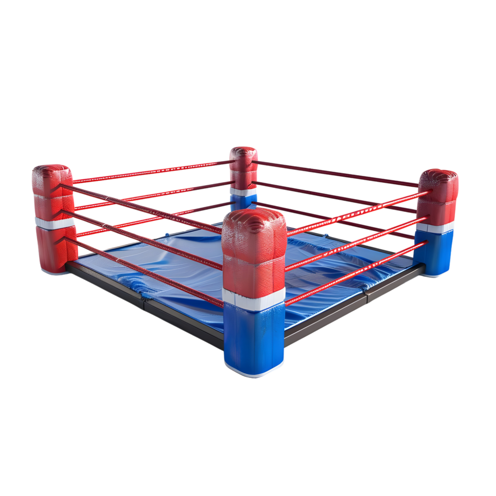 Red Boxing Ring with Ropes Isolated on Transparent Background png