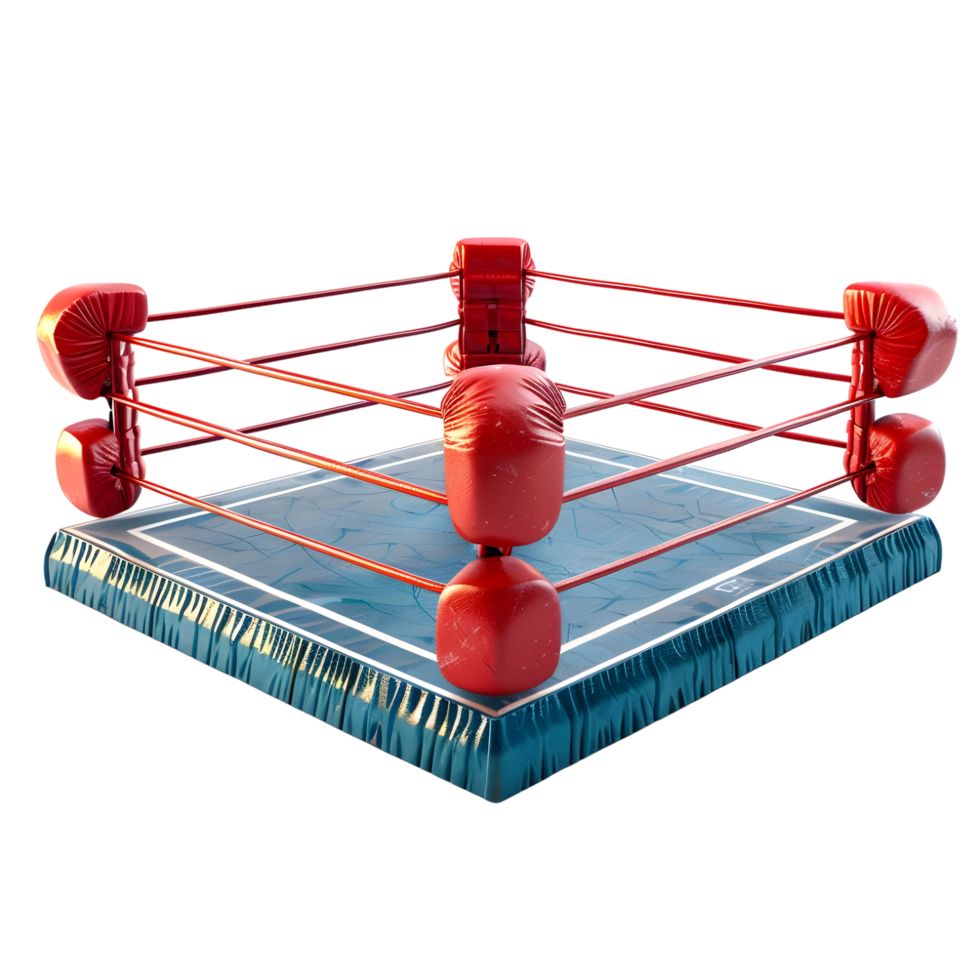 Blue Boxing Ring with Ropes Isolated on Transparent Background png